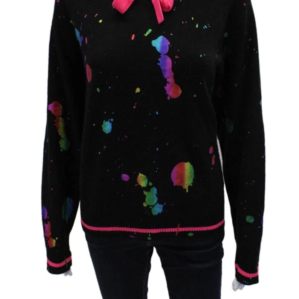 ISO Brodie Cashmere Multicolor Splatter Black Sweater